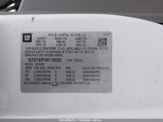 1GTW7AFF9H1180382 GMC Savana 2500 Work Van