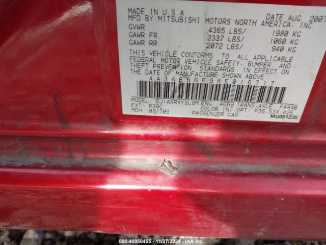 2008 MITSUBISHI GALANT 4A3AB56F98E016717 Photo 8