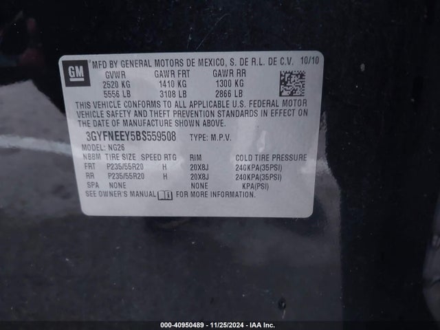 2011 CADILLAC SRX 3GYFNEEY5BS559508 Photo 8