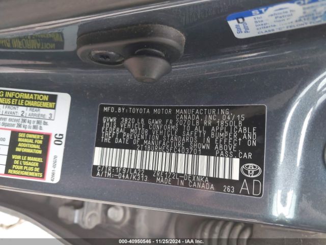 2T1BURHE5FC403701 Toyota Corolla Le Premium