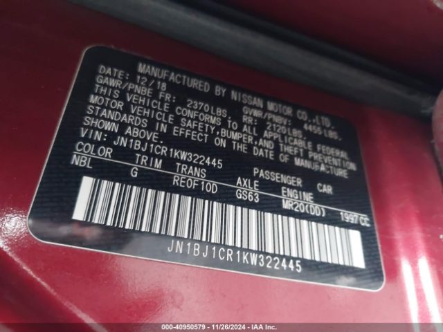 JN1BJ1CR1KW322445 Nissan Rogue Sport Sv