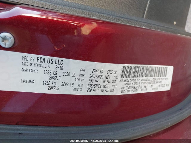 Chrysler Pacifica Touring Plus 2018 2C4RC1FG6JR187180 Image 9