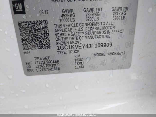 1GC1KVEY4JF109909 Chevrolet Silverado 2500hd Lt