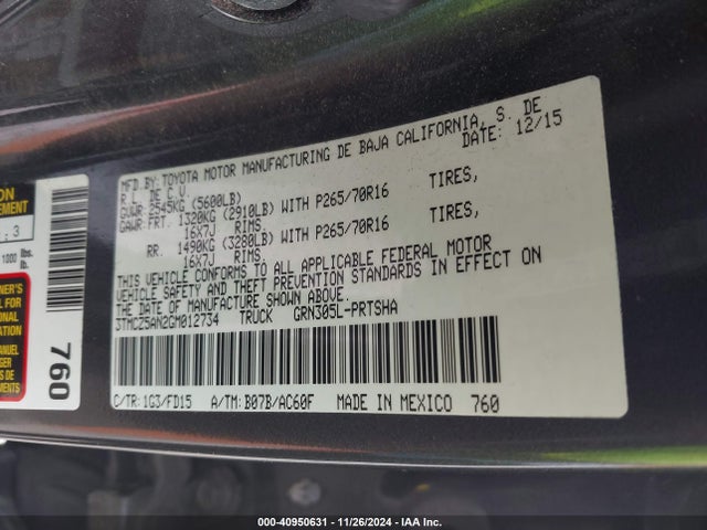 3TMCZ5AN2GM012734 Toyota Tacoma Trd Off Road