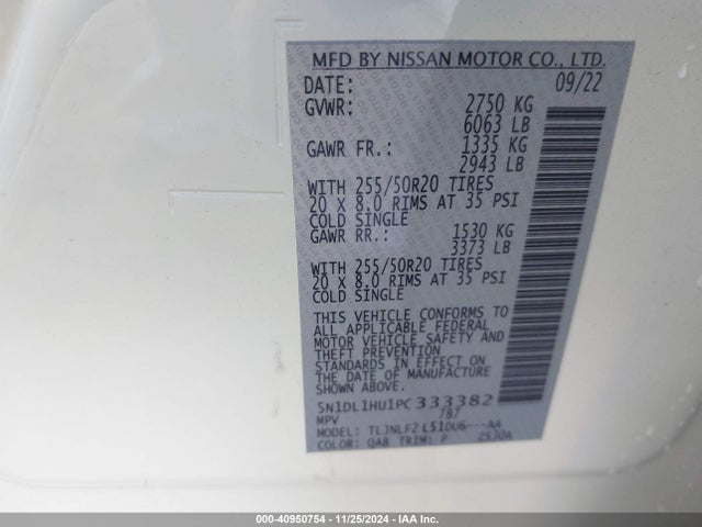 5N1DL1HU1PC333382 Infiniti Qx60 Autograph Awd