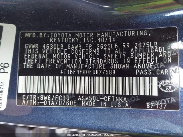 Toyota CAMRY LE 2015 4T1BF1FK0FU877588 Image 9