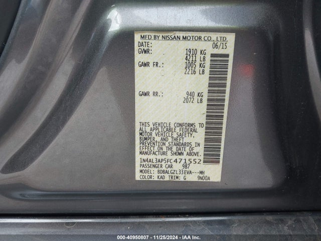 1N4AL3AP5FC471552 Nissan Altima 2.5/s/sv/sl