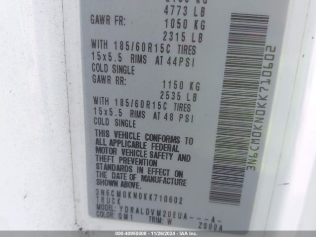 3N6CM0KN0KK710602 Nissan Nv200 S