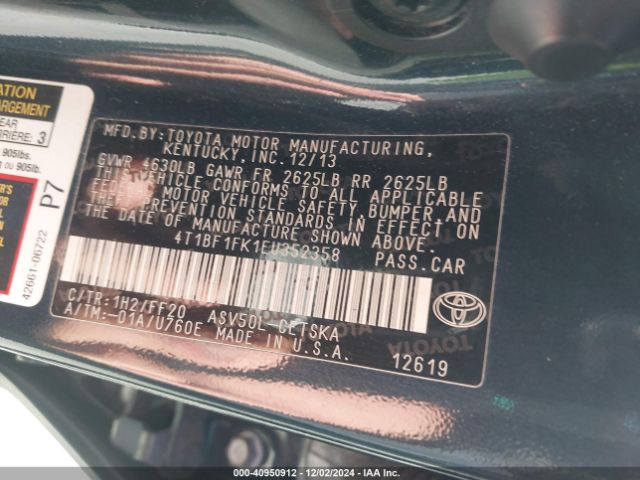 4T1BF1FK1EU352358 Toyota CAMRY SE