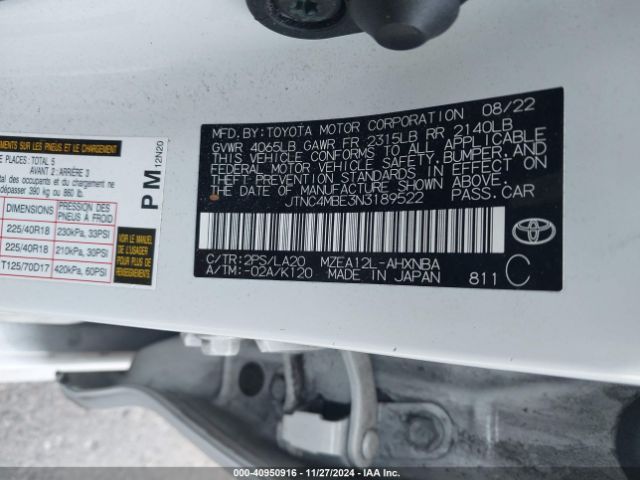 JTNC4MBE3N3189522 Toyota Corolla Xse
