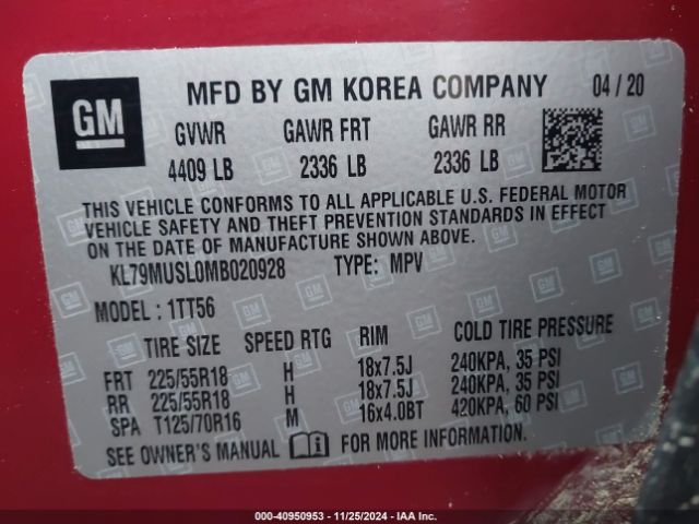KL79MUSL0MB020928 Chevrolet Trailblazer Awd Rs
