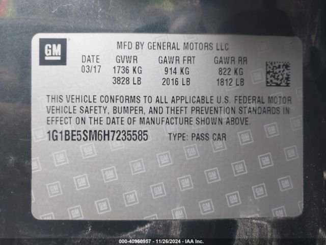 1G1BE5SM6H7235585 Chevrolet Cruze Lt Auto