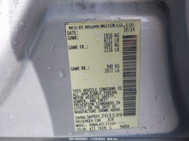 1N4AL3AP0FC203539 Nissan ALTIMA 2.5