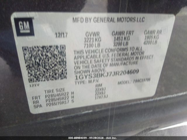 2018 CADILLAC ESCALADE 1GYS3BKJ7JR204609 Photo 8