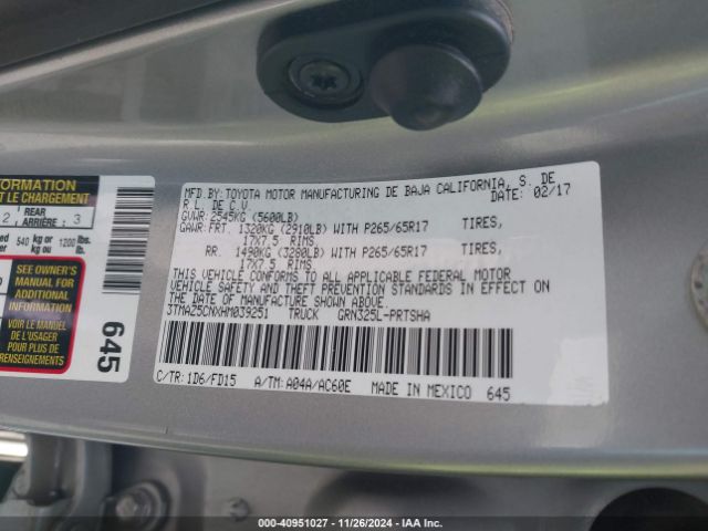3TMAZ5CNXHM039251 Toyota Tacoma Trd Sport