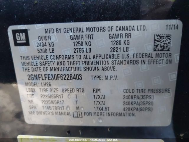 2GNFLFE30F6228403 Chevrolet EQUINOX 1LT