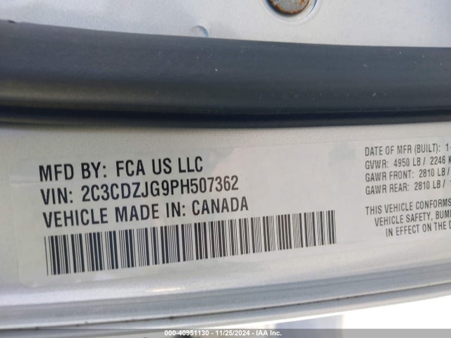 2C3CDZJG9PH507362 Dodge Challenger Gt