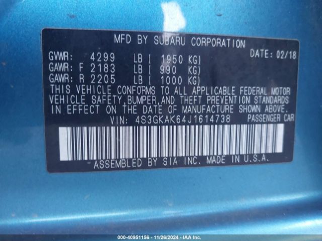 4S3GKAK64J1614738 Subaru Impreza 2.0i Sport