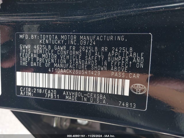 4T1DAACK2SU541429 Toyota CAMRY SE