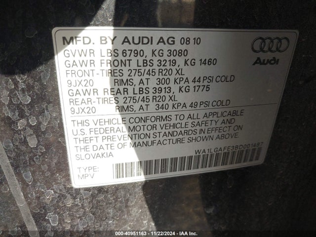 2011 AUDI Q7 WA1LGAFE3BD001487 Photo 8