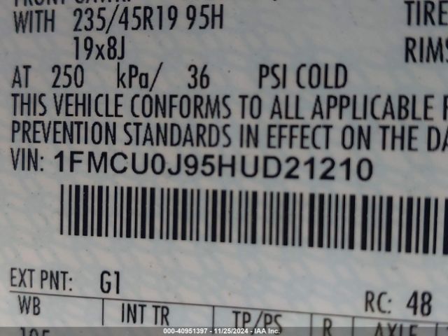 1FMCU0J95HUD21210 Ford Escape Titanium