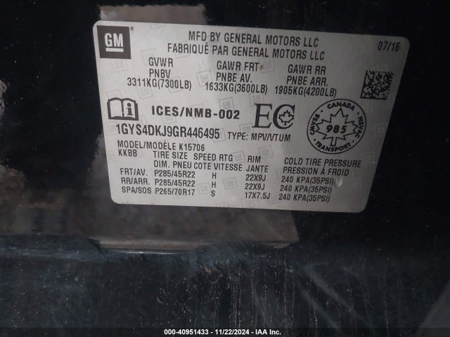 2016 CADILLAC ESCALADE 1GYS4DKJ9GR446495 Photo 8