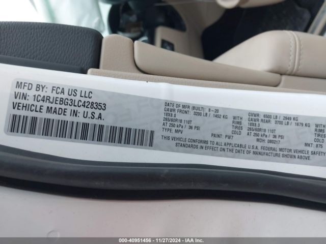 1C4RJEBG3LC428353 Jeep Grand Cherokee Limited 4x2