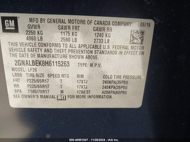 Chevrolet EQUINOX LS 2017 2GNALBEK8H6115263 Image 9