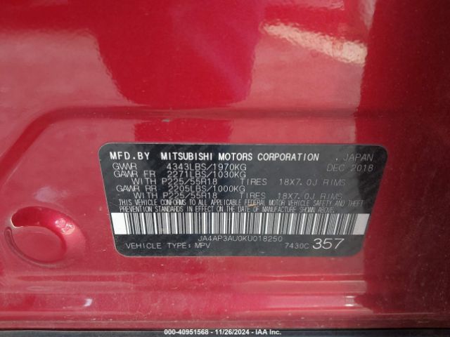 2019 MITSUBISHI OUTLANDER SPORT JA4AP3AU0KU018250 Photo 8