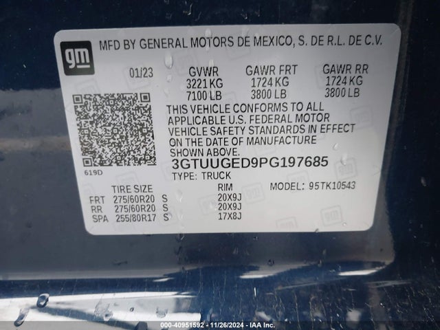 3GTUUGED9PG197685 GMC Sierra 1500 4wd  Short Box Denali