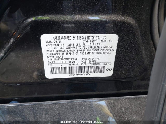 JN1EV7BP4MM706254 Infiniti 3.0l t