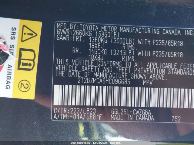 2T2BZMCA9HC096685 Lexus RX 350
