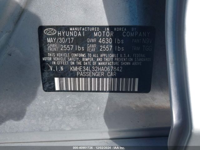 KMHE34L32HA067842 Hyundai Sonata Hybrid Limited