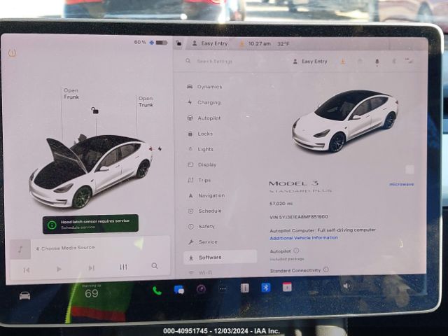 5YJ3E1EA8MF851900 Tesla Model 3 Standard Range Plus Rear-wheel Drive