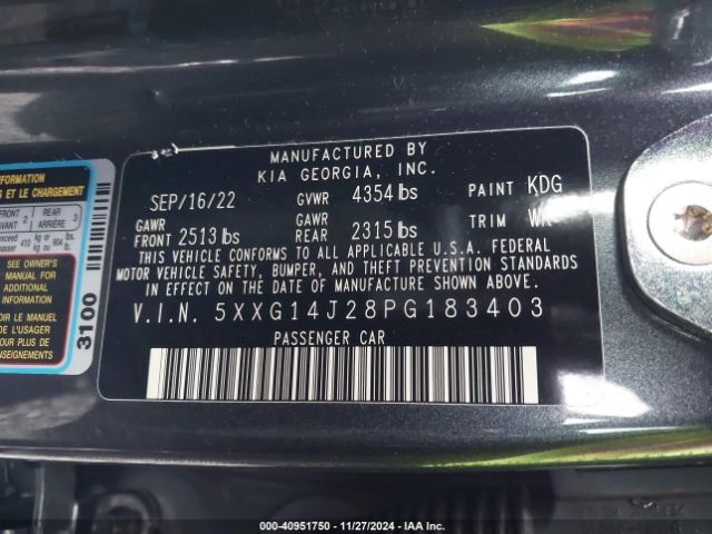 5XXG14J28PG183403 KIA K5 LXS