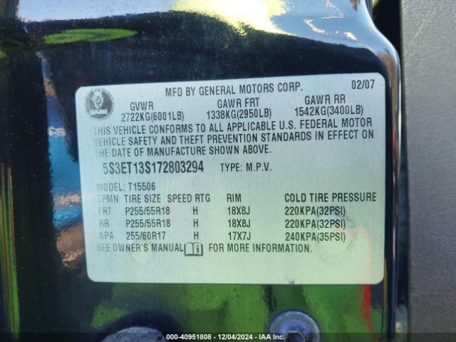 2007 SAAB 9-7X 5S3ET13S172803294 Photo 8