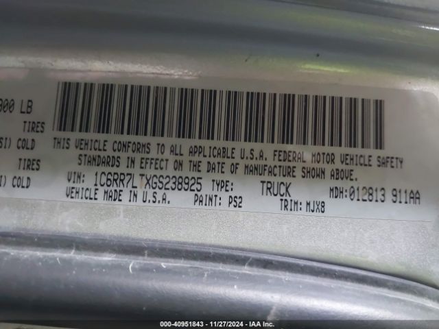 1C6RR7LTXGS238925 RAM 1500 Outdoorsman