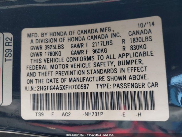 2HGFG4A5XFH700587 Honda CIVIC SI