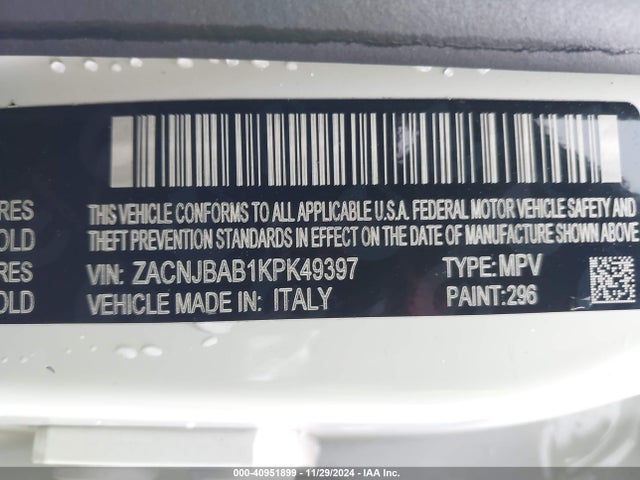 ZACNJBAB1KPK49397 Jeep Renegade Sport 4x4
