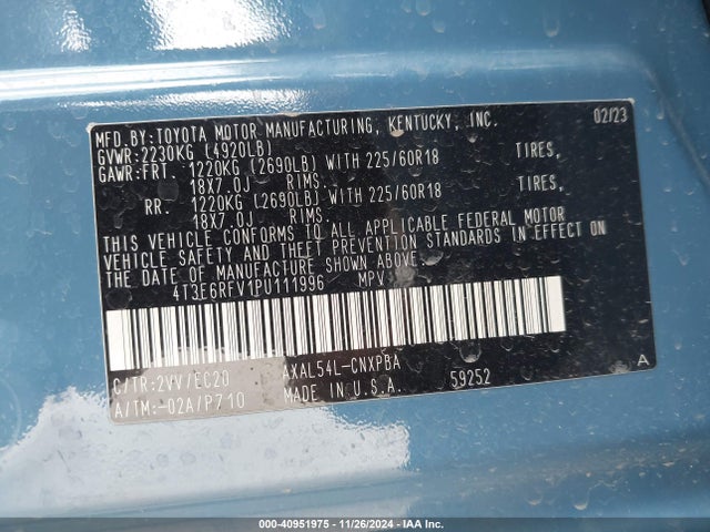 4T3E6RFV1PU111996 Toyota Rav4 Hybrid Xse