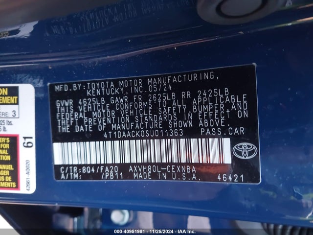 Toyota CAMRY LE 2025 4T1DAACK0SU011363 Image 9