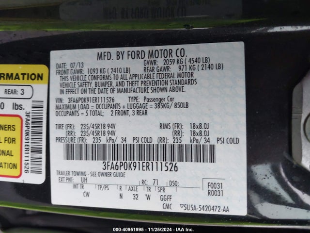 Ford Fusion Titanium 2014 3FA6P0K91ER111526 Image 9