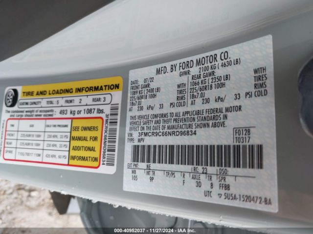 3FMCR9C66NRD96834 Ford Bronco Sport Outer Banks