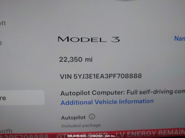 Tesla Model 3 Rear-wheel Drive 2023 5YJ3E1EA3PF708888 Image 15