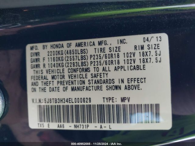 5J8TB3H34EL000629 Acura RDX