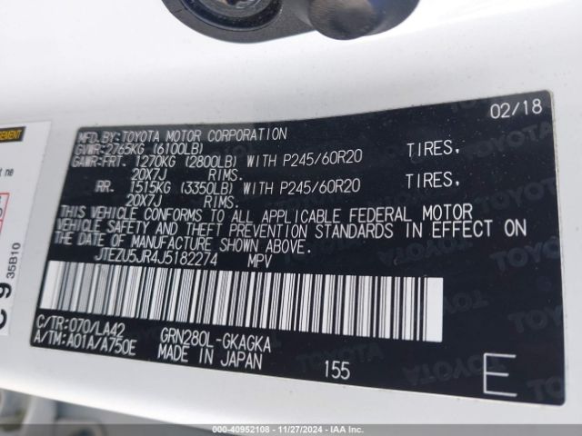 JTEZU5JR4J5182274 Toyota 4runner Limited