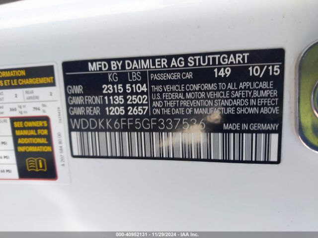 WDDKK6FF5GF337536 Mercedes-Benz E 400