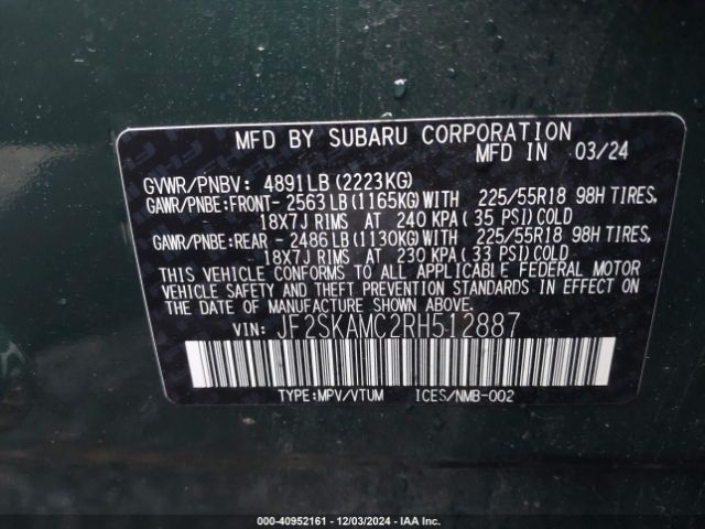 JF2SKAMC2RH512887 Subaru Forester Touring