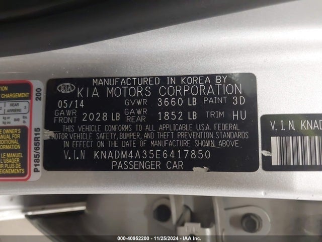 KIA RIO LX 2014 KNADM4A35E6417850 Image 9