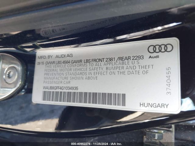 WAUB8GFF4G1034935 Audi A3 2.0t Premium